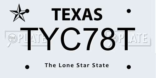 TYC78T Texas License Plate