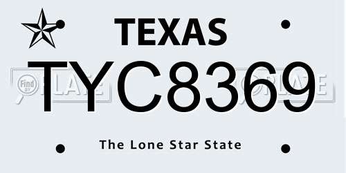TYC8369 Texas License Plate