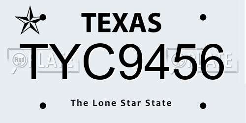 TYC9456 Texas License Plate