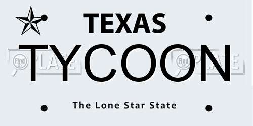 TYCOON Texas License Plate