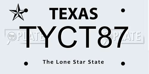 TYCT87 Texas License Plate