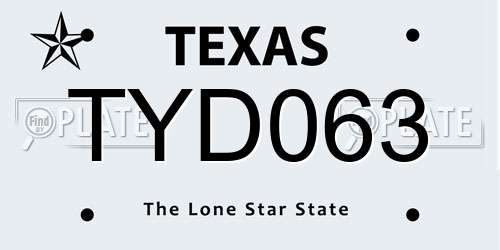 TYD063 Texas License Plate