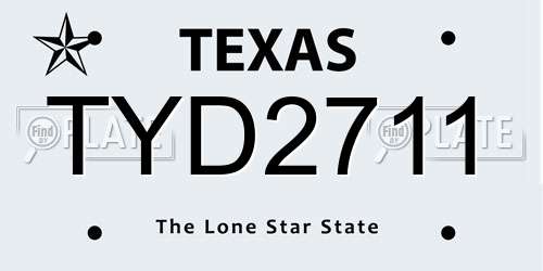 TYD2711 Texas License Plate