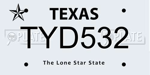 TYD532 Texas License Plate