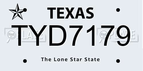 TYD7179 Texas License Plate