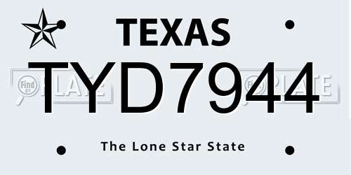 TYD7944 Texas License Plate