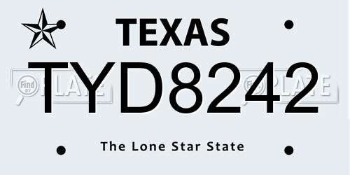 TYD8242 Texas License Plate