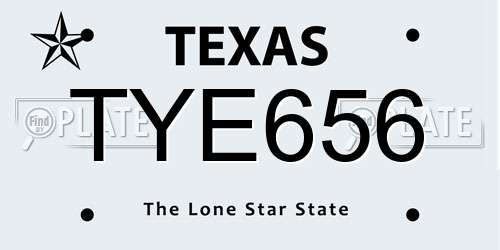 TYE656 Texas License Plate