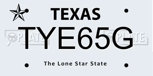 TYE65G Texas License Plate