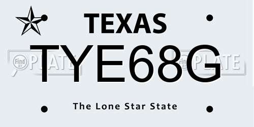 TYE68G Texas License Plate