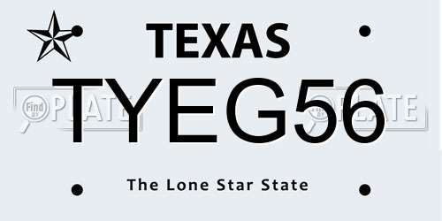 TYEG56 Texas License Plate