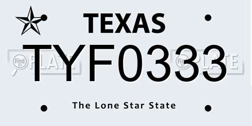 TYF0333 Texas License Plate