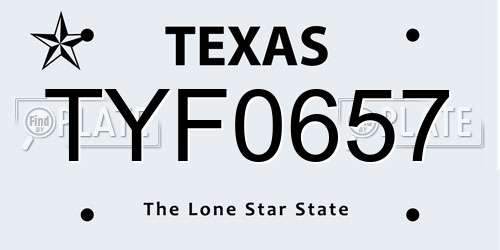 TYF0657 Texas License Plate