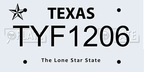 TYF1206 Texas License Plate