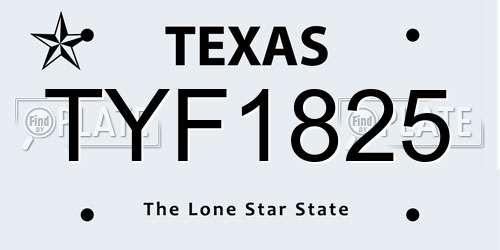 TYF1825 Texas License Plate