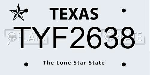 TYF2638 Texas License Plate