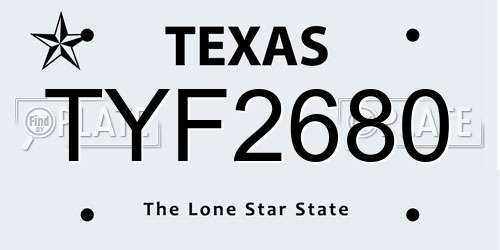TYF2680 Texas License Plate