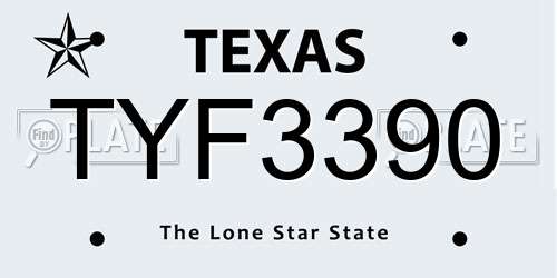 TYF3390 Texas License Plate