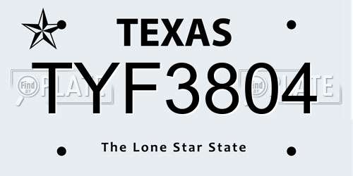 TYF3804 Texas License Plate