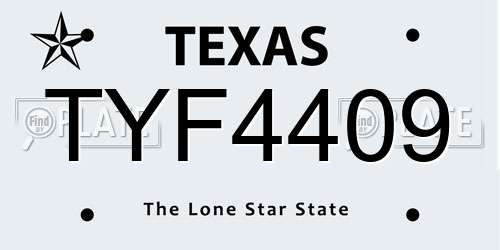 TYF4409 Texas License Plate