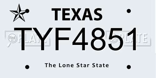 TYF4851 Texas License Plate