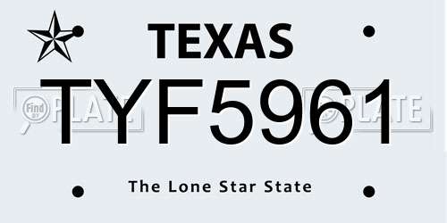 TYF5961 Texas License Plate