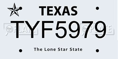 TYF5979 Texas License Plate