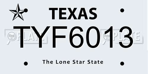TYF6013 Texas License Plate
