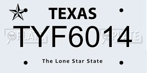 TYF6014 Texas License Plate