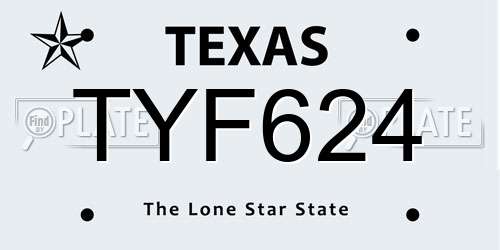 TYF624 Texas License Plate