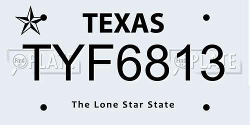 TYF6813 Texas License Plate