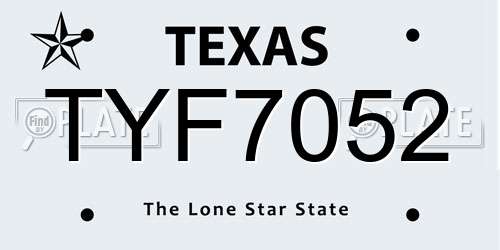 TYF7052 Texas License Plate
