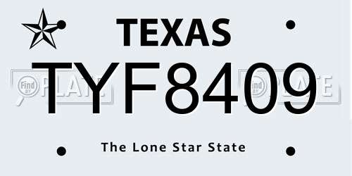 TYF8409 Texas License Plate