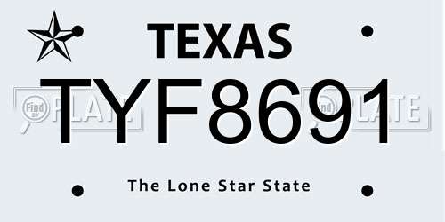 TYF8691 Texas License Plate
