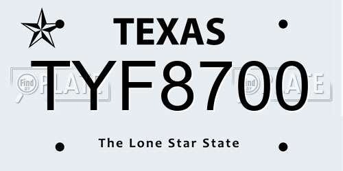 TYF8700 Texas License Plate