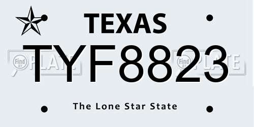 TYF8823 Texas License Plate