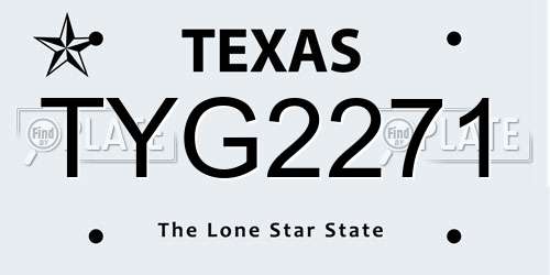 TYG2271 Texas License Plate