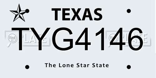 TYG4146 Texas License Plate