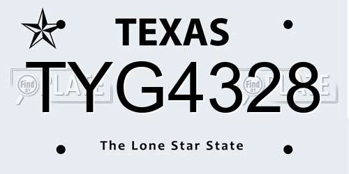 TYG4328 Texas License Plate