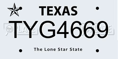 TYG4669 Texas License Plate