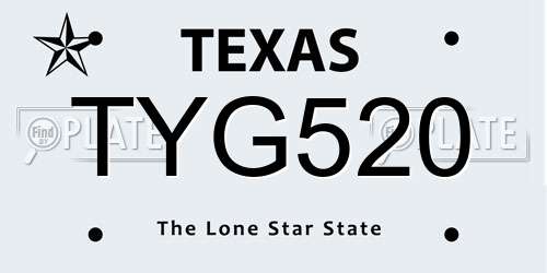 TYG520 Texas License Plate