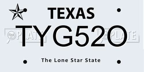 TYG52O Texas License Plate
