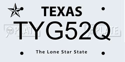 TYG52Q Texas License Plate