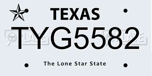 TYG5582 Texas License Plate