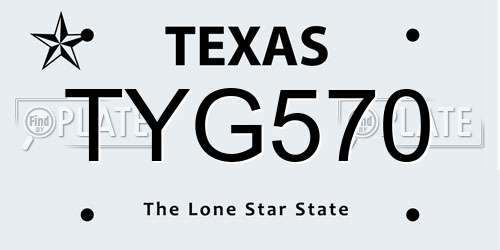 TYG570 Texas License Plate