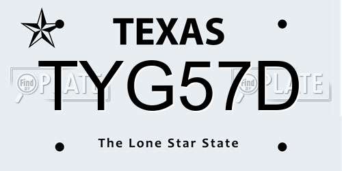 TYG57D Texas License Plate