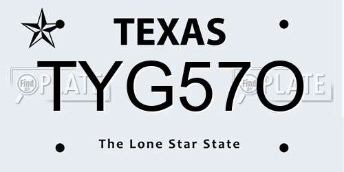 TYG57O Texas License Plate