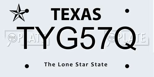 TYG57Q Texas License Plate