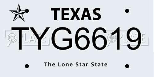 TYG6619 Texas License Plate