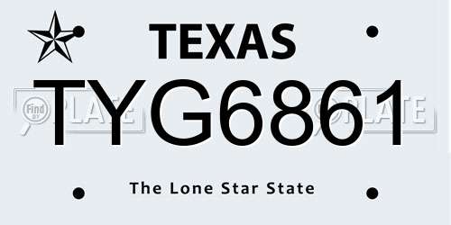 TYG6861 Texas License Plate
